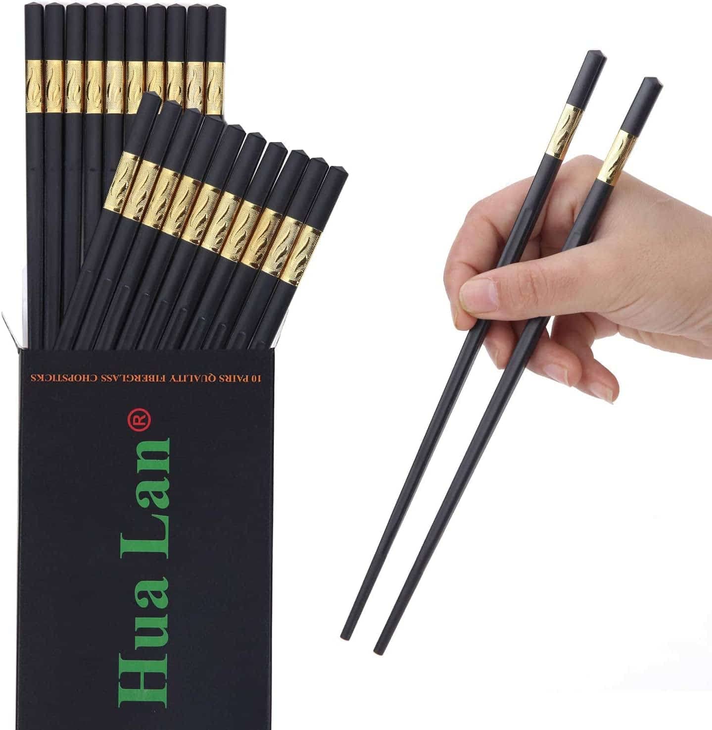 Fancy Fiber Chopsticks Pack of 10 ( Gold ) - ANAAN