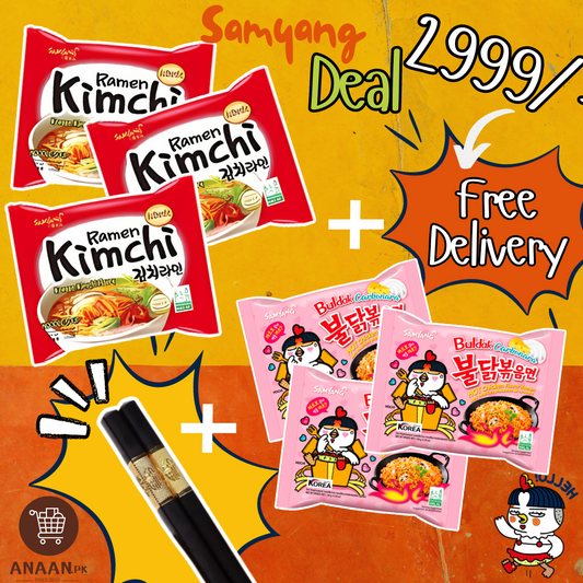 Samyang Deal 3 Kimchi+ 3 Carbo + 1 pair Fiber Chopsticks with Free delivery