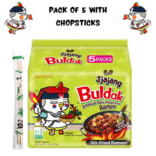 Samyang Jjang Flavour Family Pack 700 gm with a pair of chopsticks