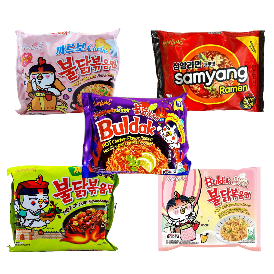 Pack of 5 Deal (1  habo, 1 carbo, 1 jajjang, 1 creamy, 1 Ramen Spicy soupy)