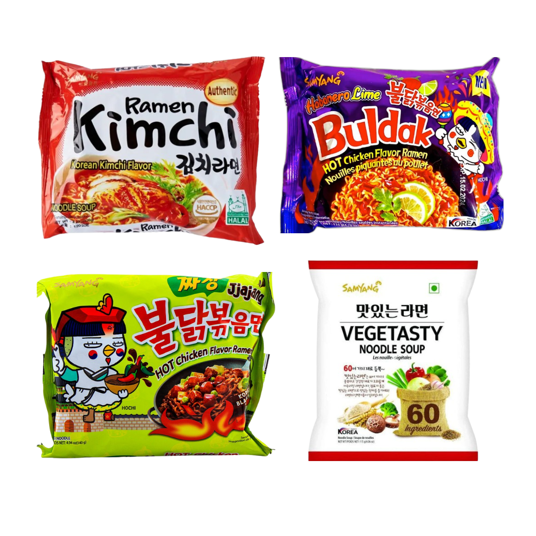 Pack of 4 Deal ( 1 Kimchi Ramen, 1 Habonero, 1 Jajjang, 1 Veg)