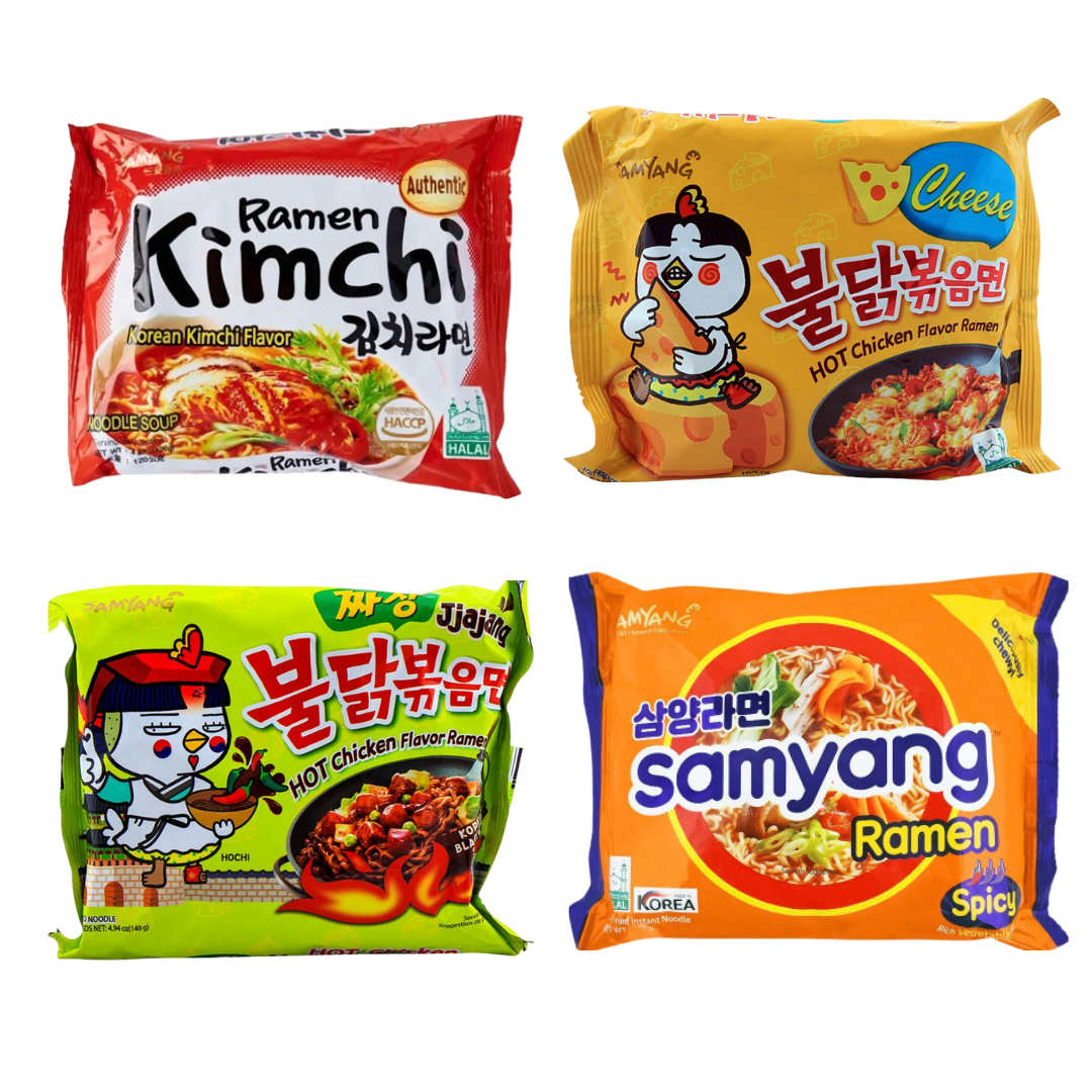 Pack of 4 Deal ( 1 Kimchi Ramen, 1 Cheese, 1 Jajjang, 2X original spicy ramen)